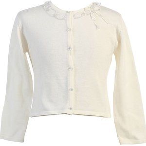 Little Girls Long Sleeve Ruffle Flower Girl Cardigan Sweater Bolero Jacket Ivory